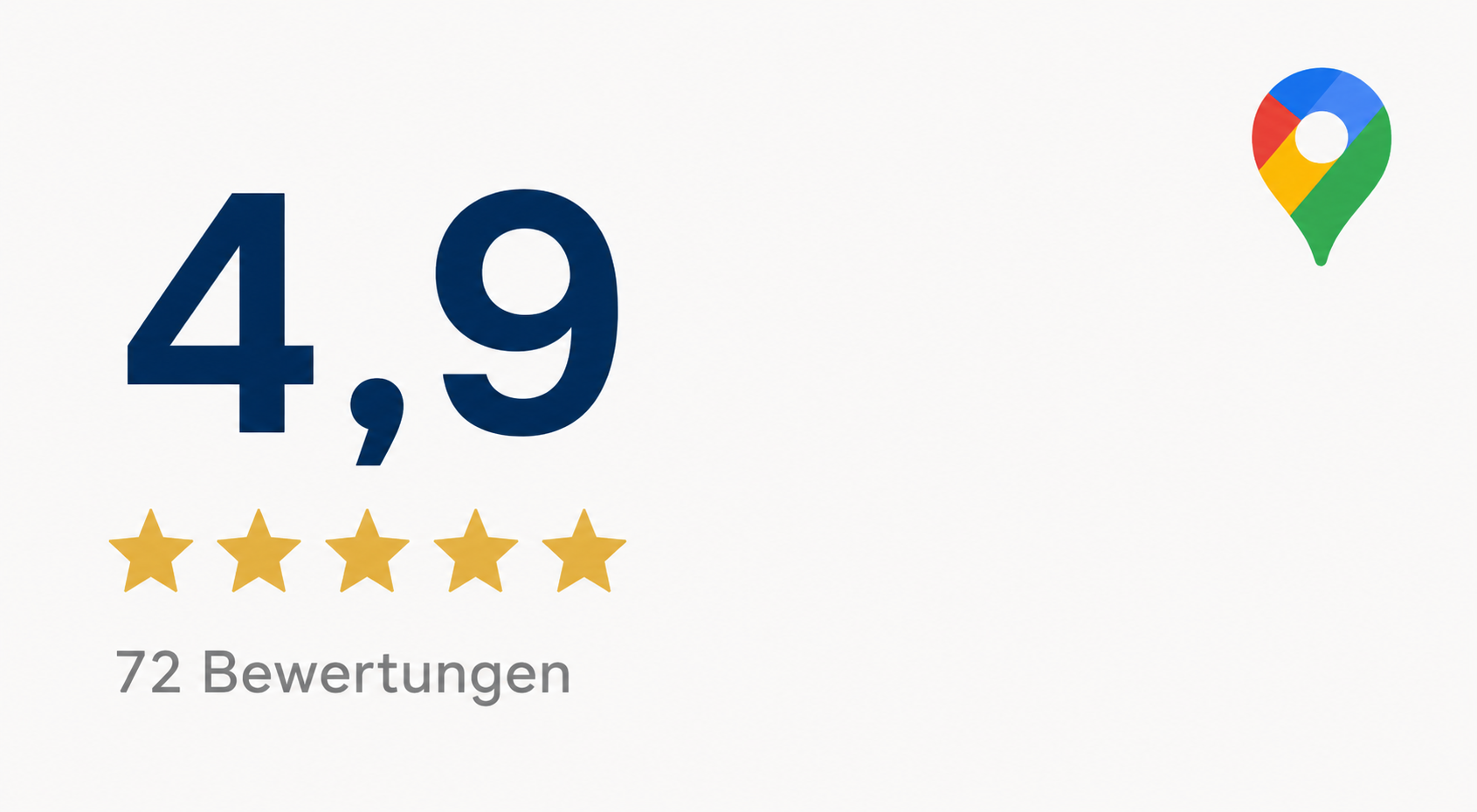 4,9 Sterne bei Google – 72 Bewertungen